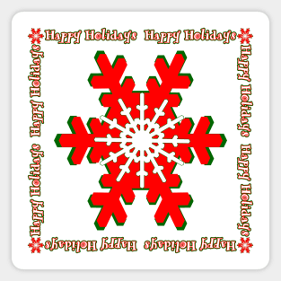 Red Snowflake Happy Holidays Magnet